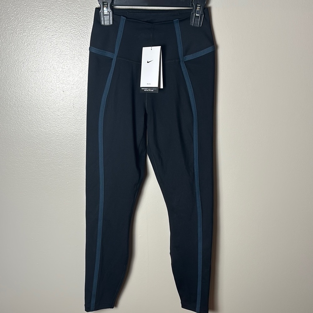 NWT Nike High-Rise 7/8 Leggings | Black w/ Blue Details HJ1137-010